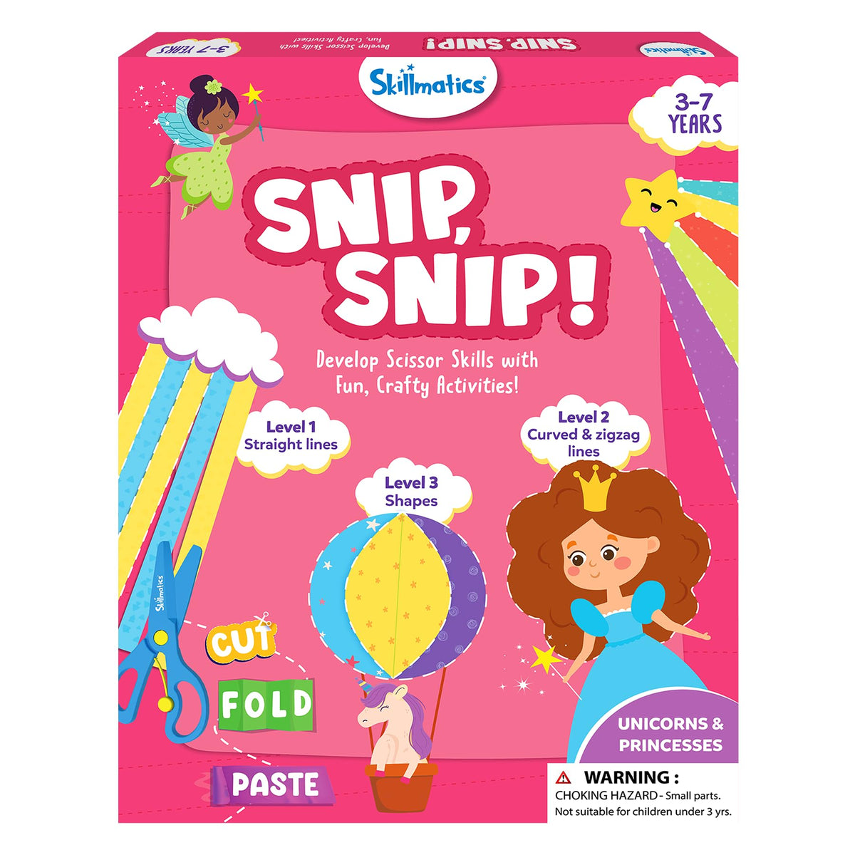 Skillmatics Snip Snip unicorns and princesses activity book cover sparks imaginative cutting play