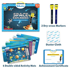 Space Explorers mats with included markers and accessories support versatile practice