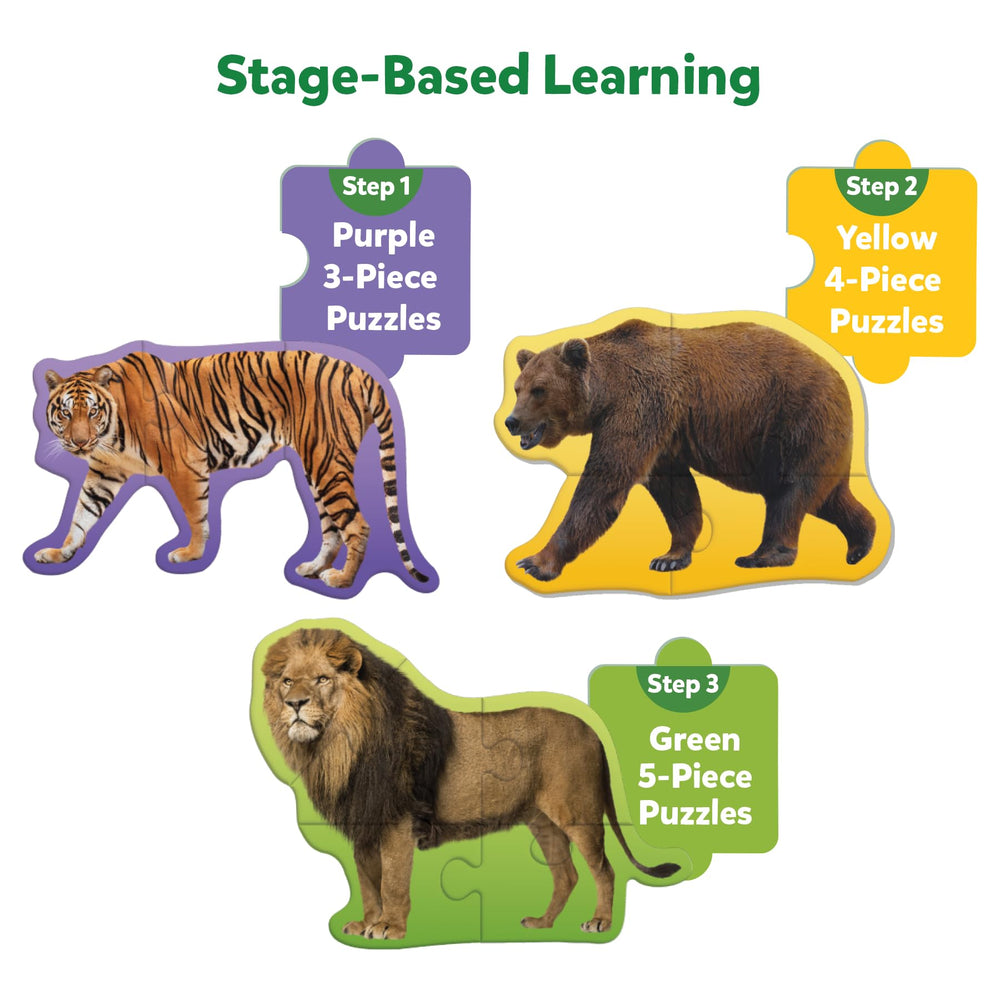 Skillmatics stage-based-learning puzzles build confidence as kids progress through each level.