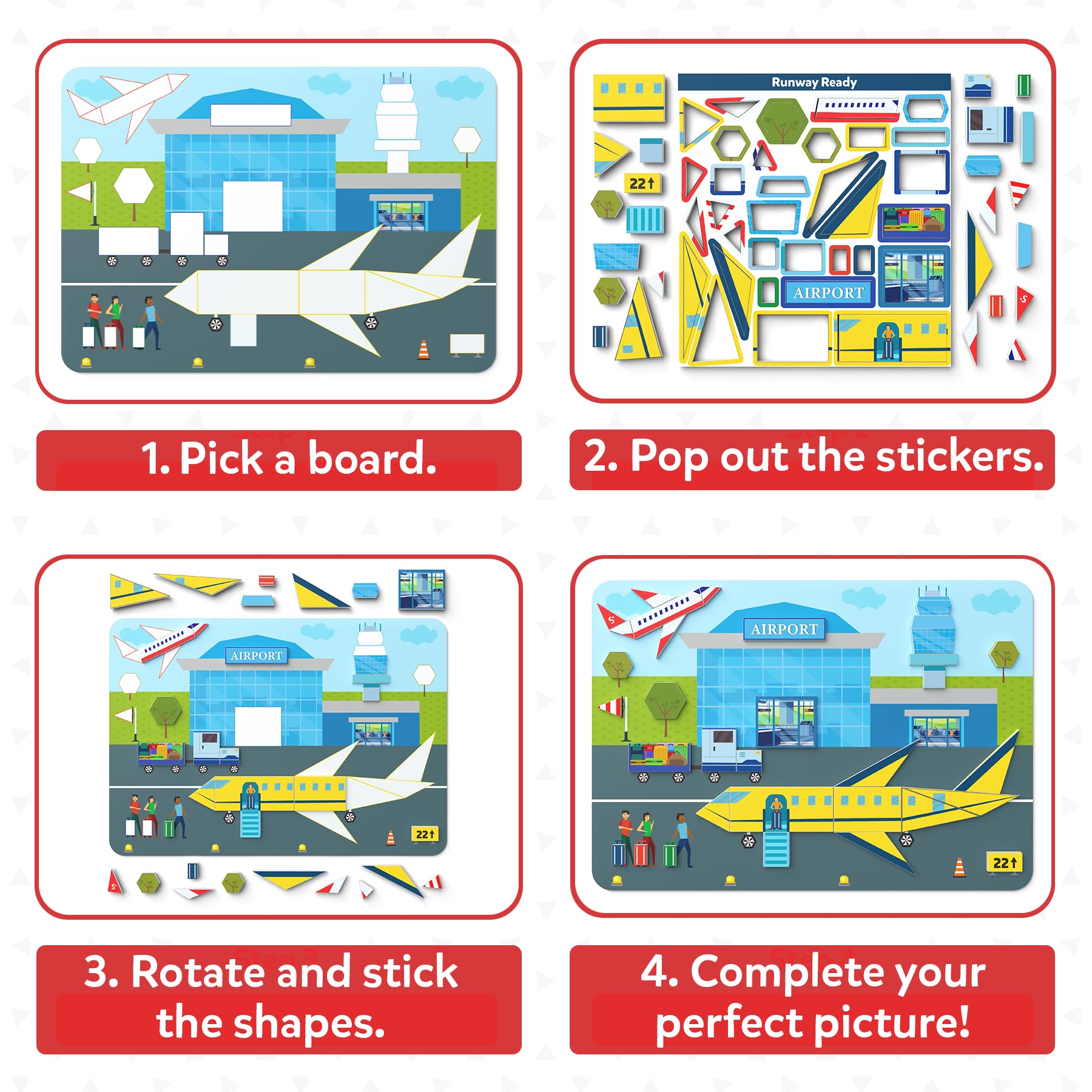 Skillmatics Tangram Twist fire truck tangrams support pattern recognition.