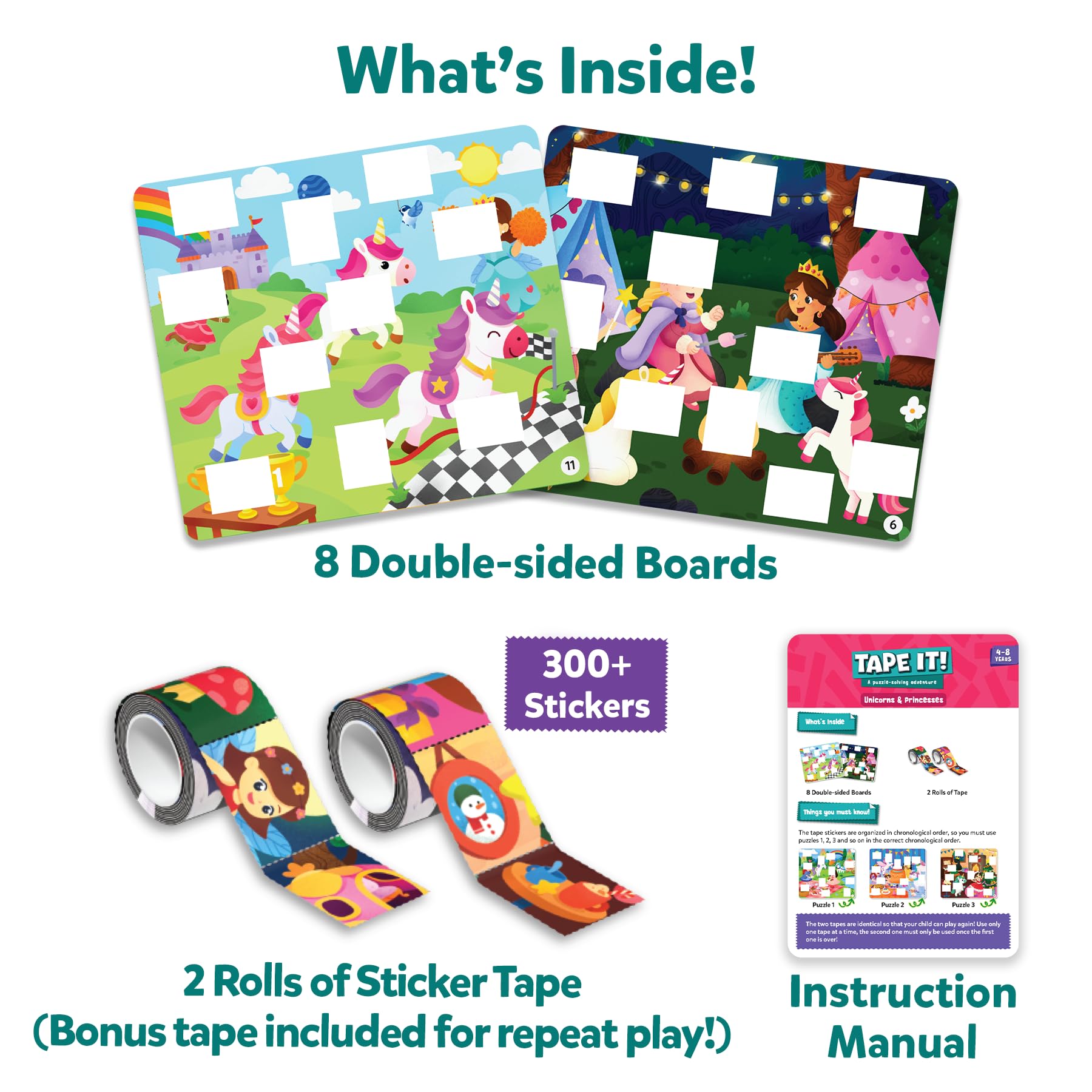 Skillmatics Tape It sticker roll—over 300 easy-tear stickers for mess-free play.