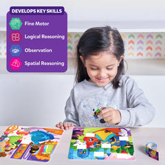 Skillmatics Tape It stickers peel cleanly for easy resetting.