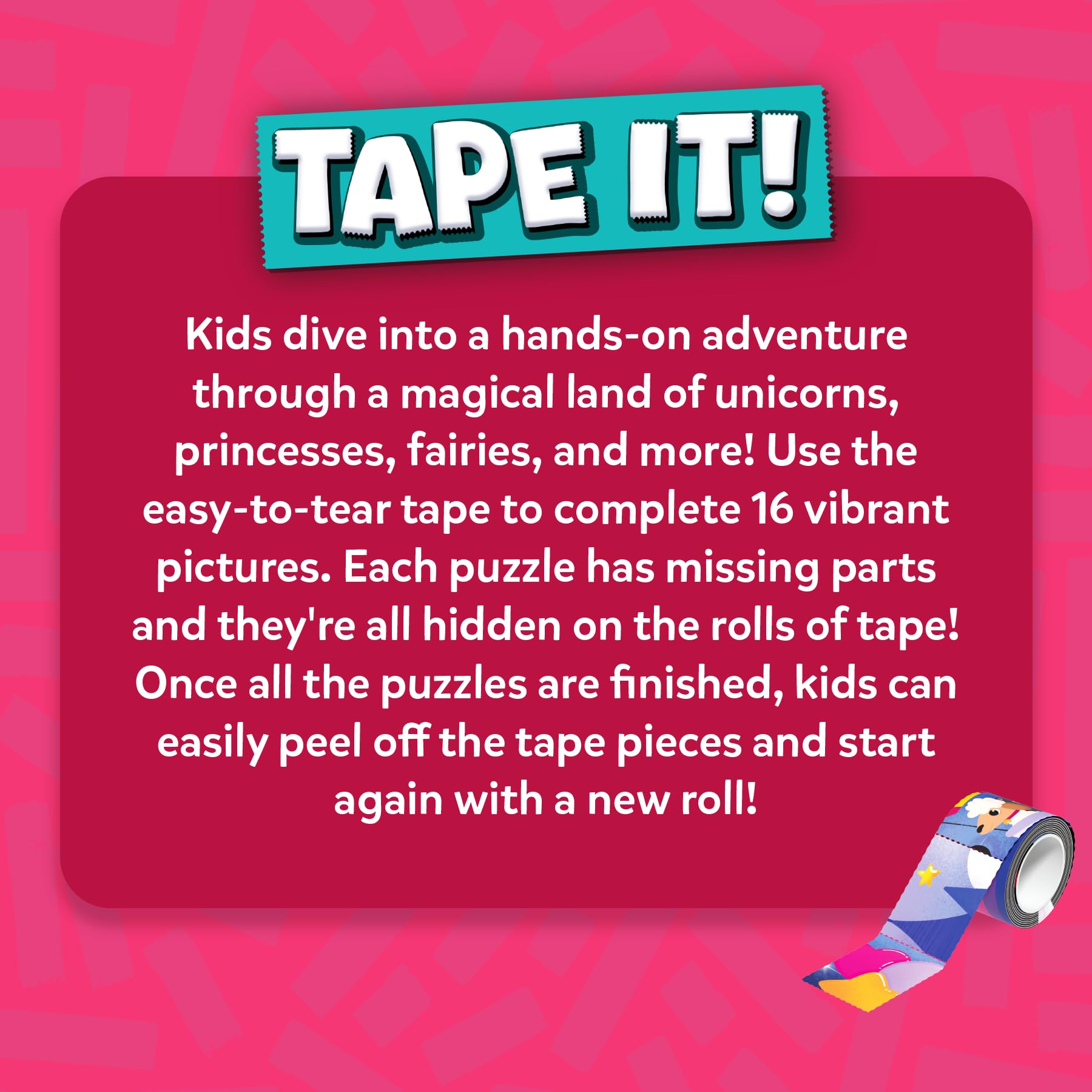 Skillmatics Tape It travel-friendly design fits cars, planes, and on-the-go play.