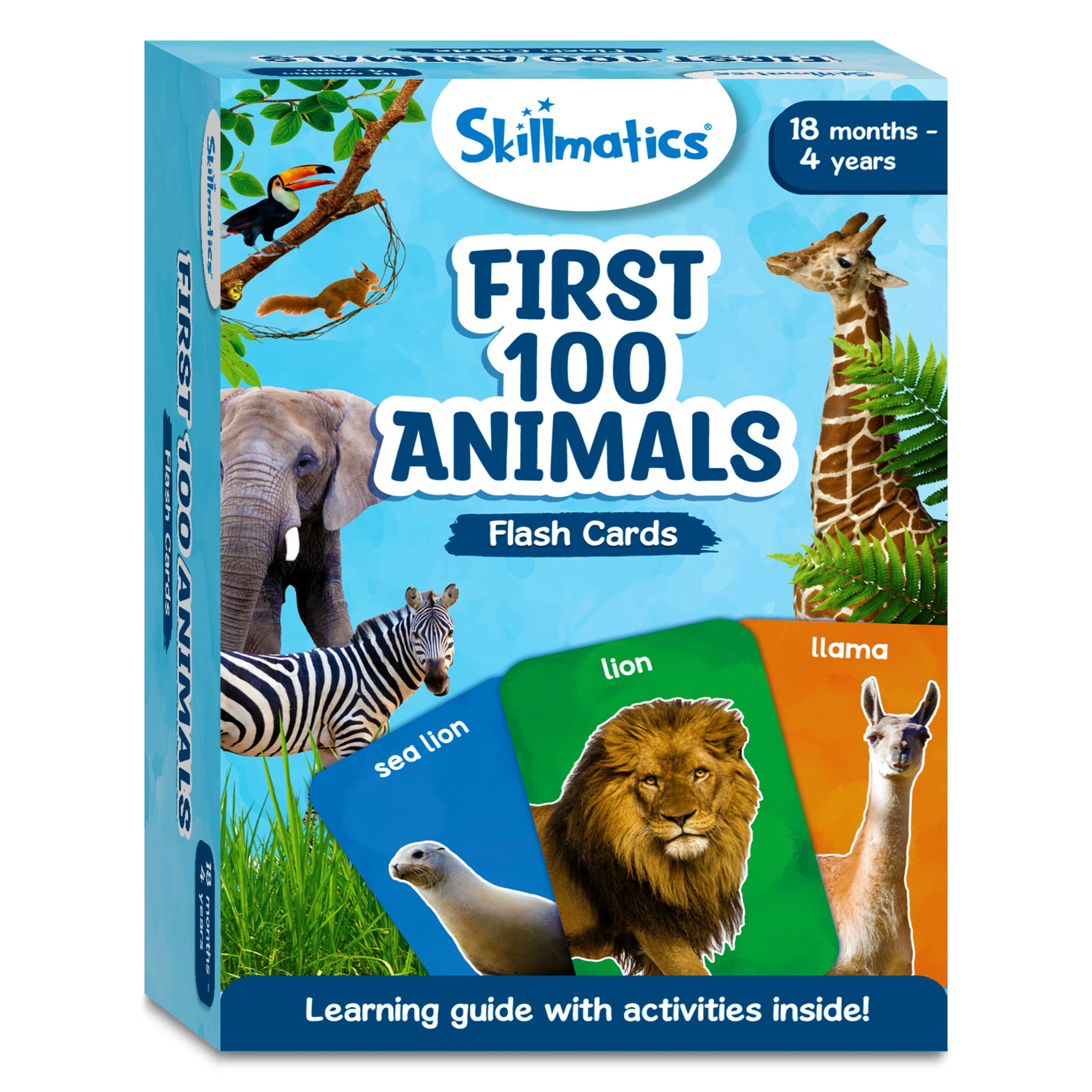 Skillmatics learning guide and activities shown with the flash cards for interactive play.