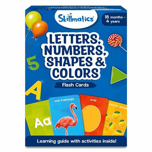Skillmatics thick flash cards for toddlers illustrating letters for early literacy