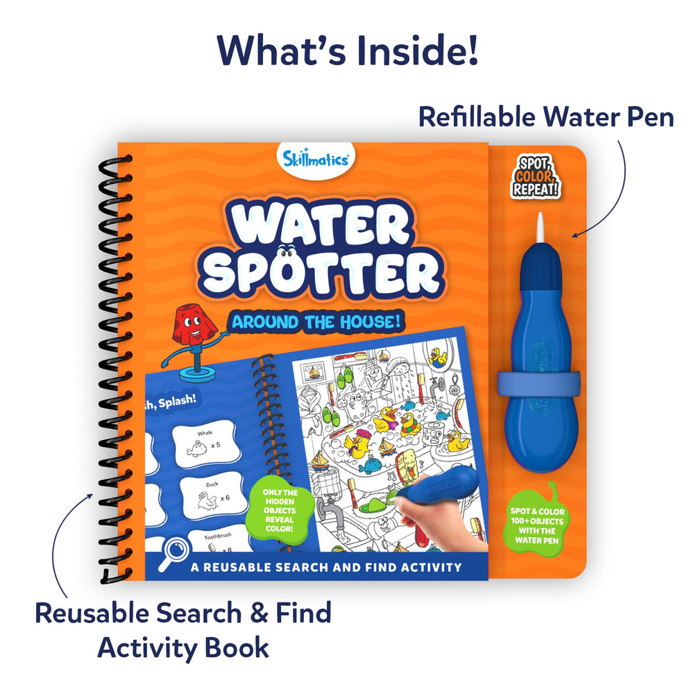 Skillmatics Water Spotter color-appear pages reveal colors with water.