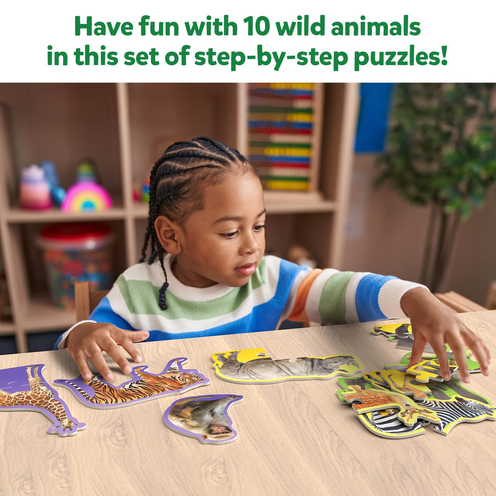Skillmatics wild-animals-puzzles with realistic imagery enhances recognition and imaginative storytelling during play.