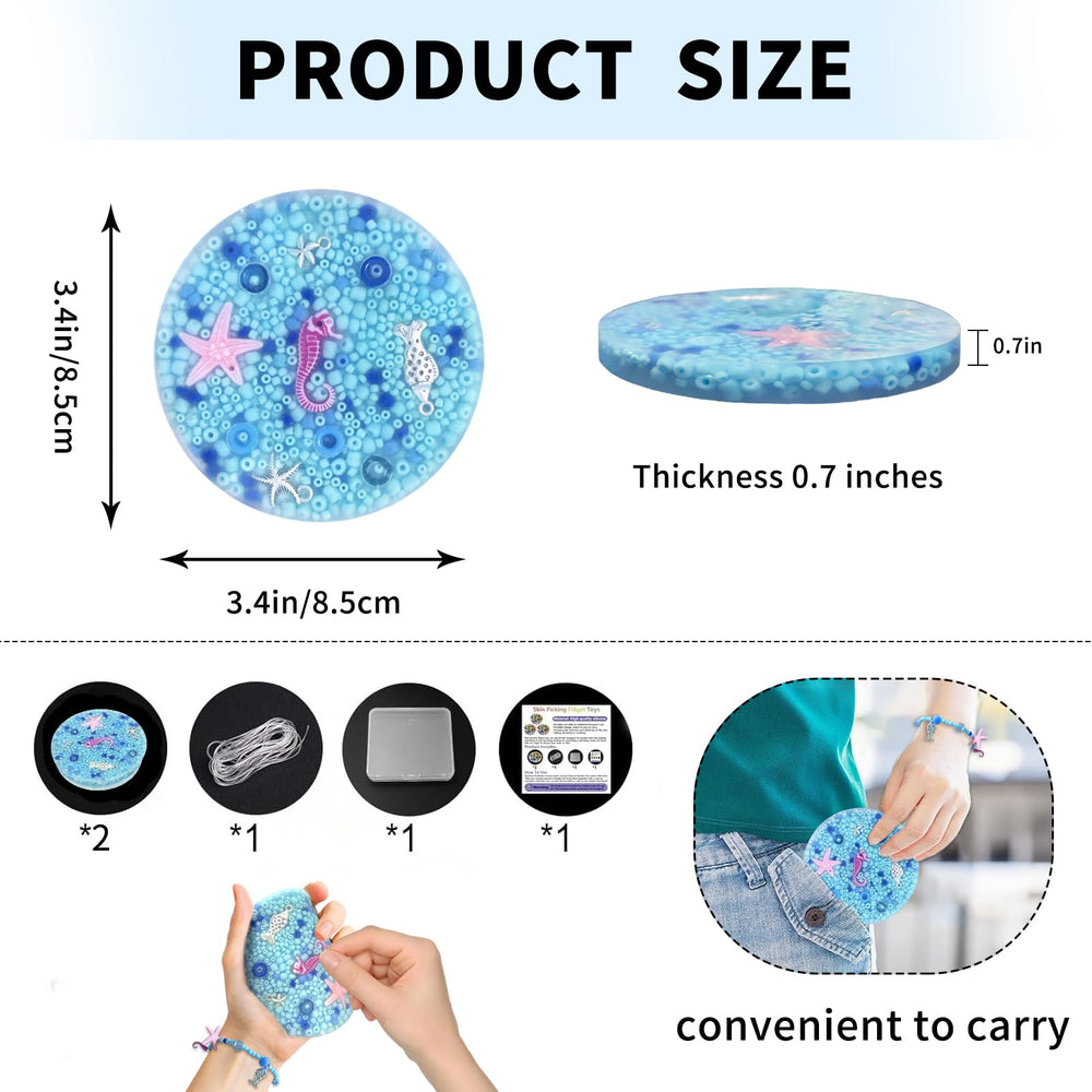 Skin-Picking Fidget Pad blue compact design fits in pocket for on-the-go use