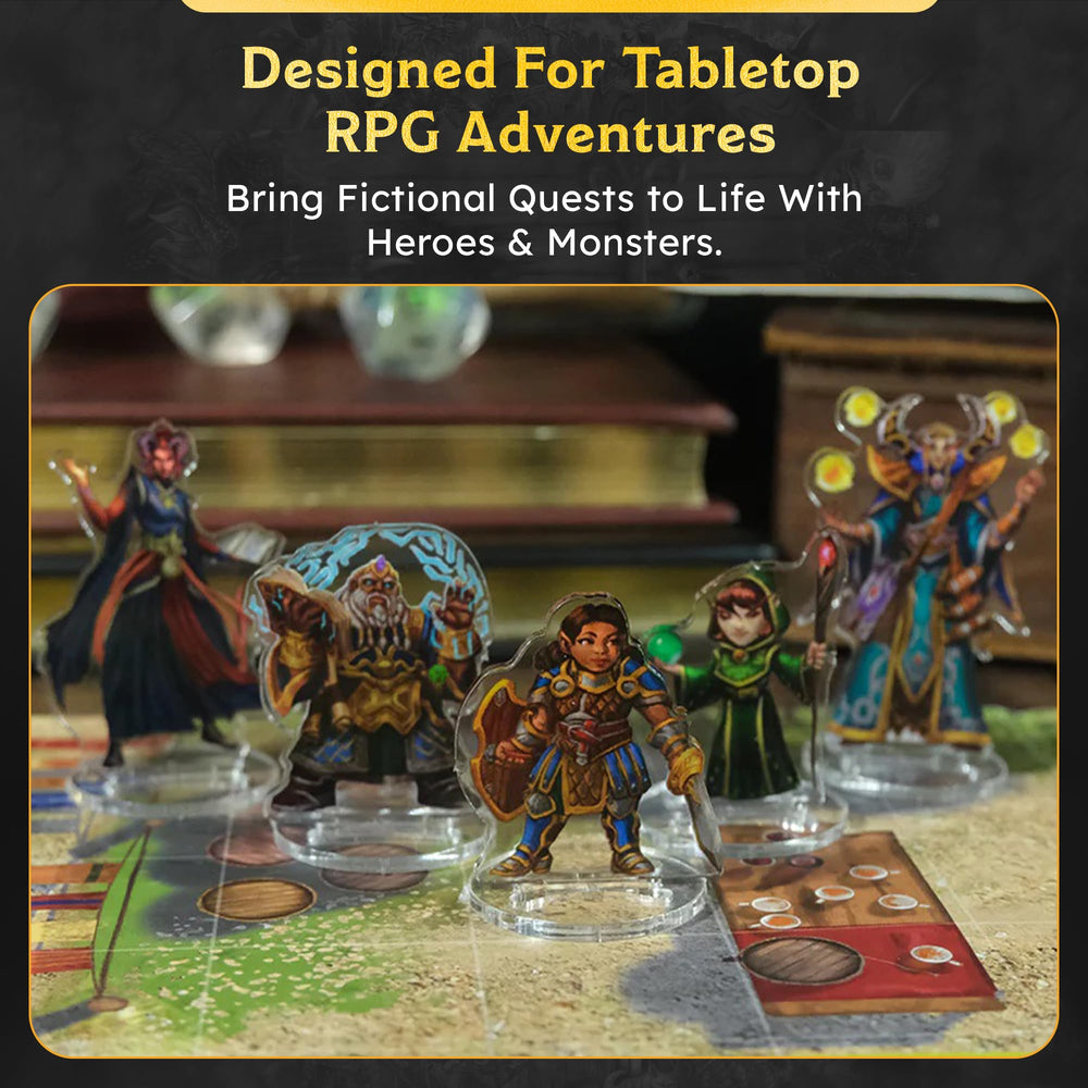 Skinny Minis Heroes Variety miniatures, back view, durable lightweight figures for quick tabletop setup.