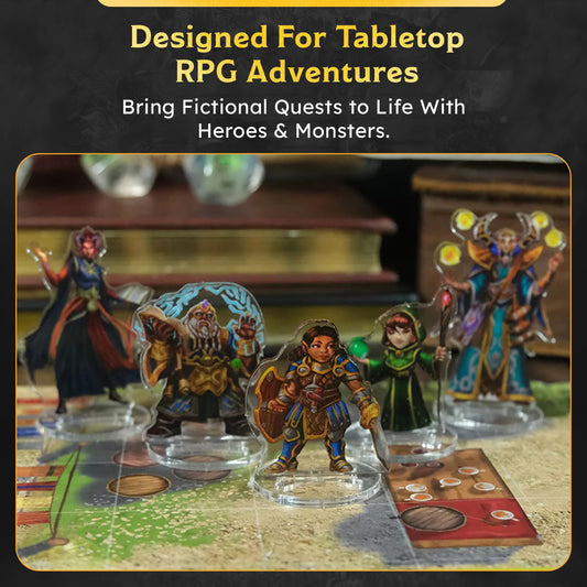 Skinny Minis Heroes Variety miniatures, back view, durable lightweight figures for quick tabletop setup.
