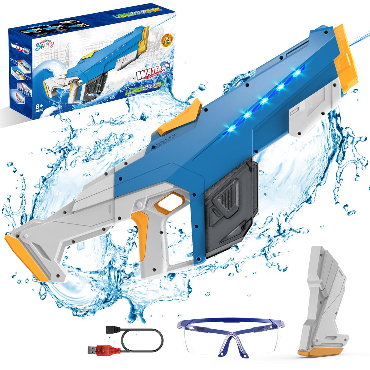 Skirfy electric water gun battery installation for quick setup.