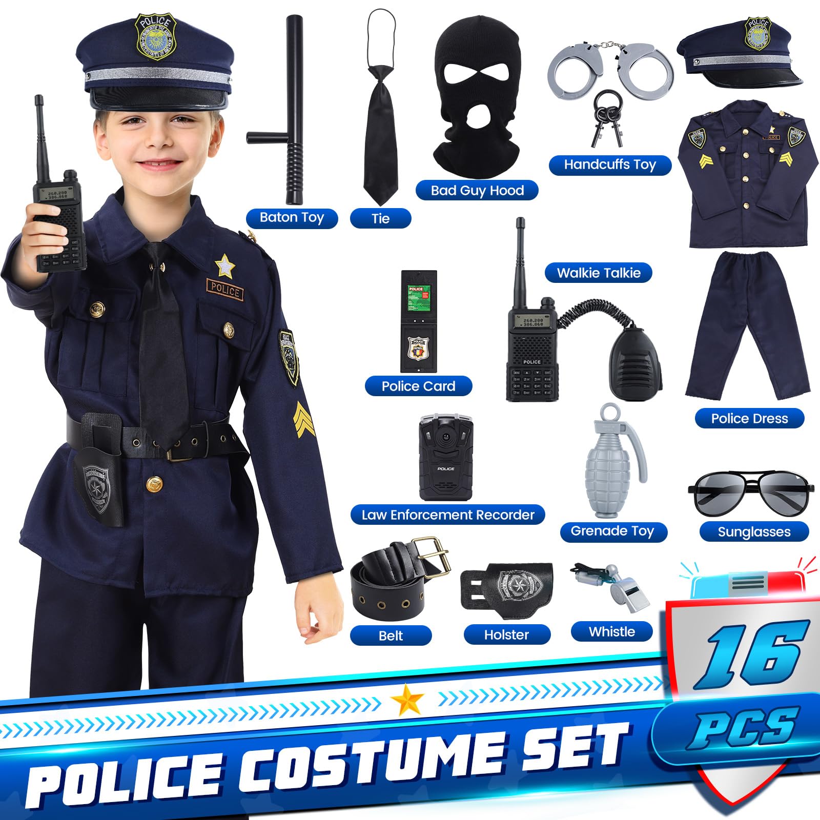 Skirfy police costume kids hat ensuring durable fit for hero moments