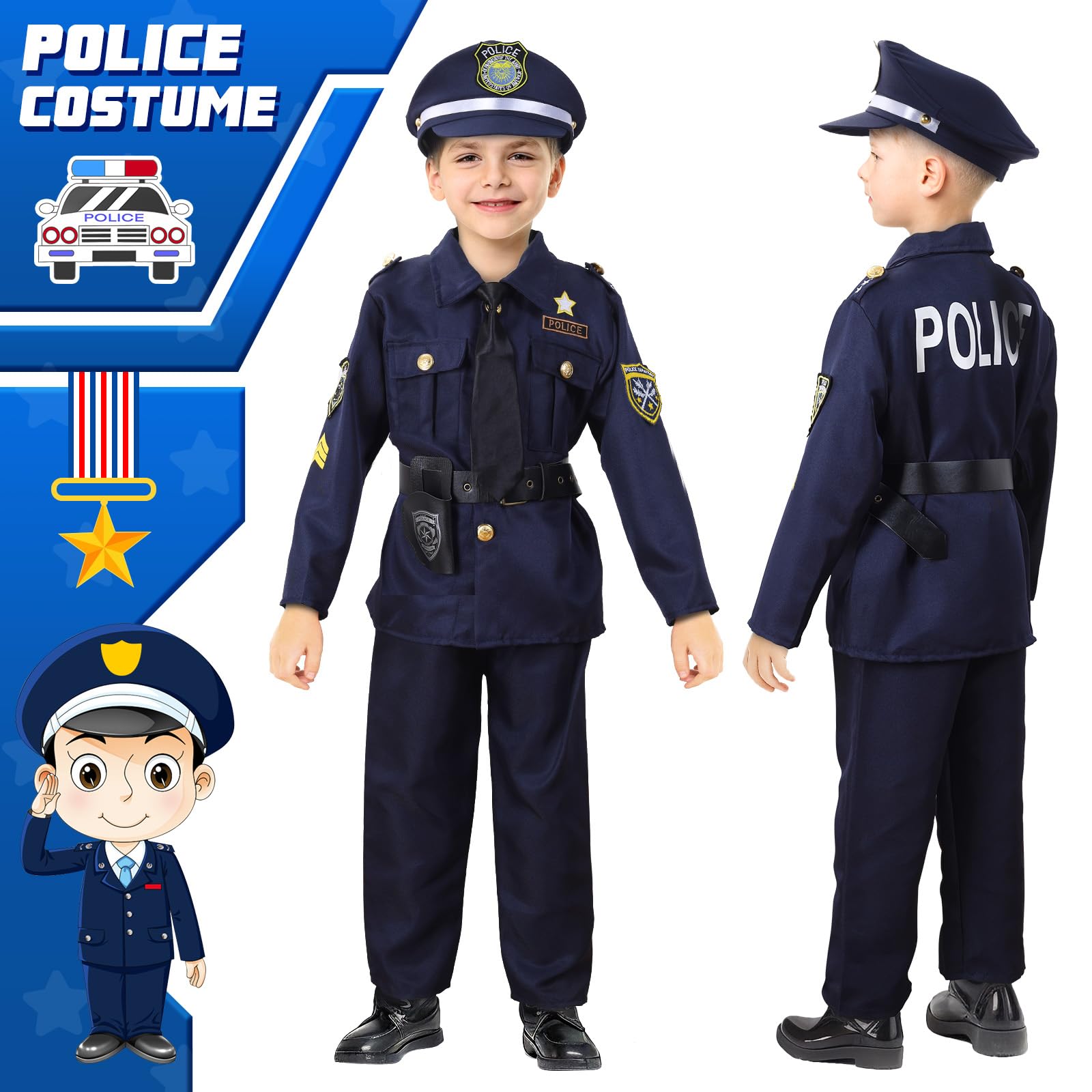Skirfy police costume kids complete set boosting creativity during play