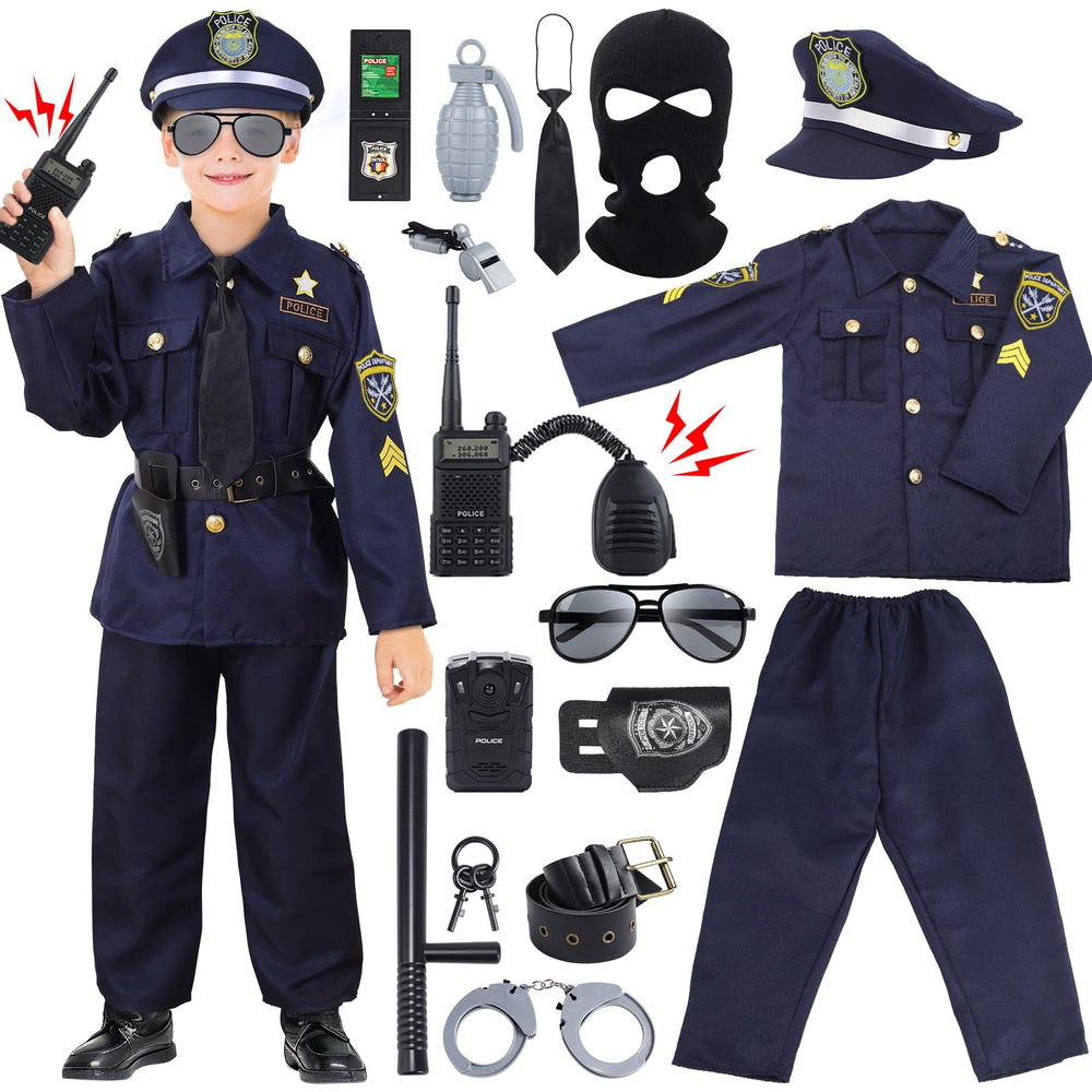 Skirfy police costume kids shirt for imaginative role play and realism