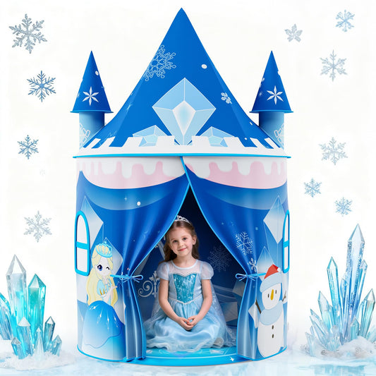 Skirfy Princess Play Tent interior showing an ice castle for imaginative play