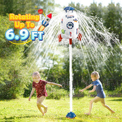 Skirfy Sprinkler rocket with cartoon stickers for creative customization and learning through play.