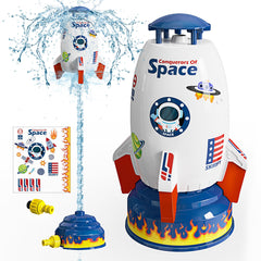 Skirfy Sprinkler Rocket Launcher white rocket design for dynamic outdoor water play.