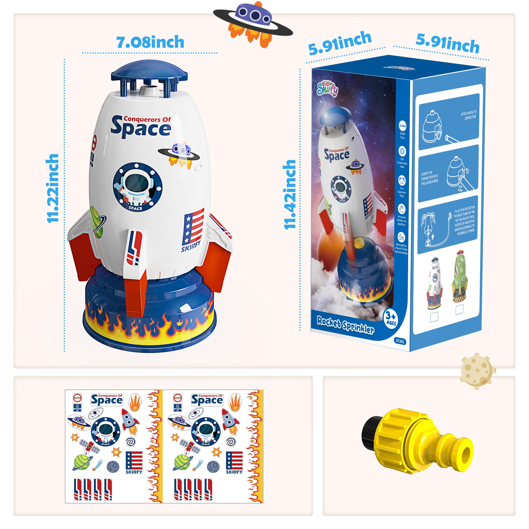 Skirfy Sprinkler uses safe plastic and foam to protect little hands.