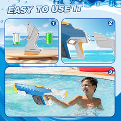 Skirfy water gun shoots up to 32 feet for wide-range battles.