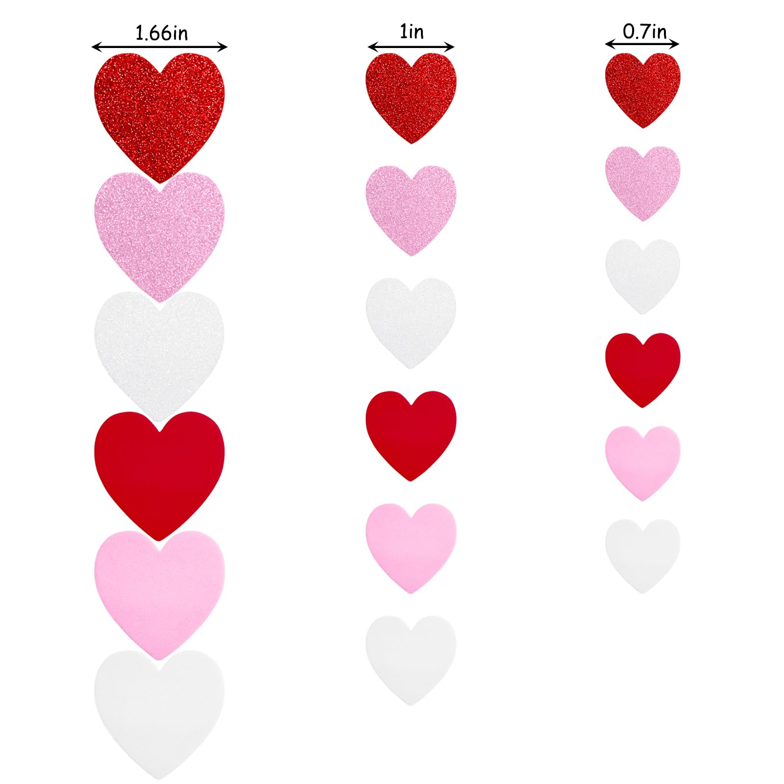 SKIUEMI glitter red and pink heart stickers ideal for festive crafts.