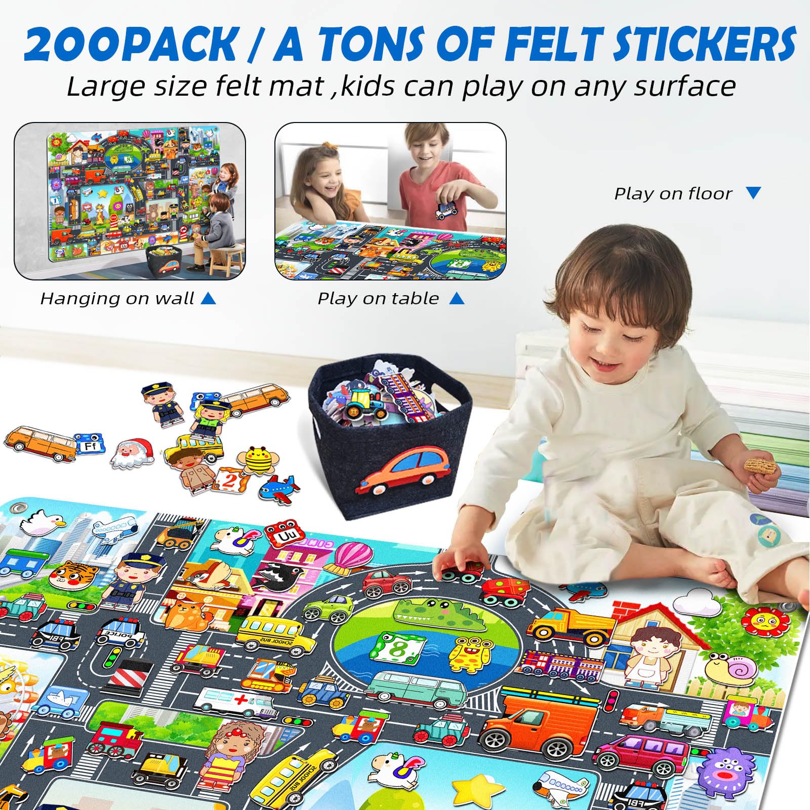 SKOLESK large 40x28 mat supports multiple kids building stories together