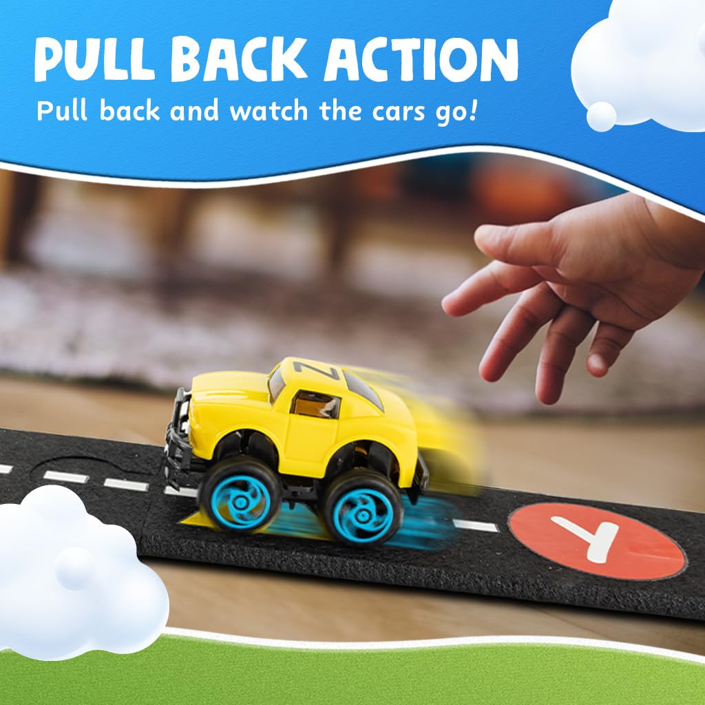 Skoolzy colorful alphabet cars close-up showing vibrant letters
