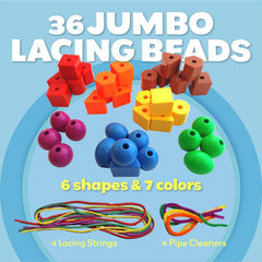 Skoolzy jumbo beads for toddlers promote grip and dexterity during stringing.