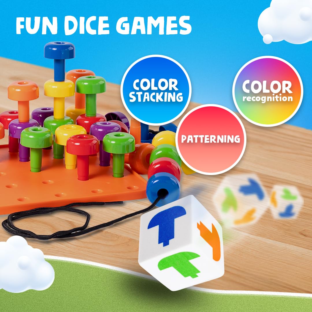 Skoolzy Peg Board Set toddler activities support stack-and-sort exploration.