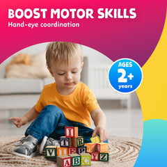 Skoolzy wooden alphabet blocks show sturdy construction for lasting use