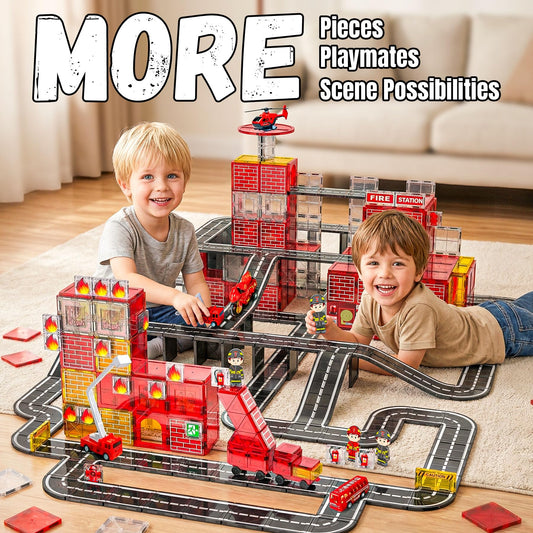 SKTMYY 141pcs fire-rescue tiles aerial-ladder-truck boosts rescue storytelling