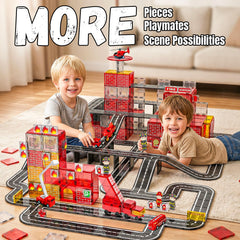 SKTMYY 141pcs fire-rescue tiles aerial-ladder-truck boosts rescue storytelling