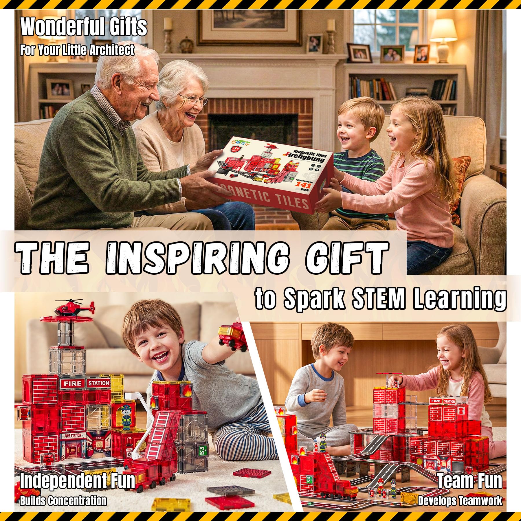 SKTMYY 141pcs fire-rescue tiles building-mission creative building