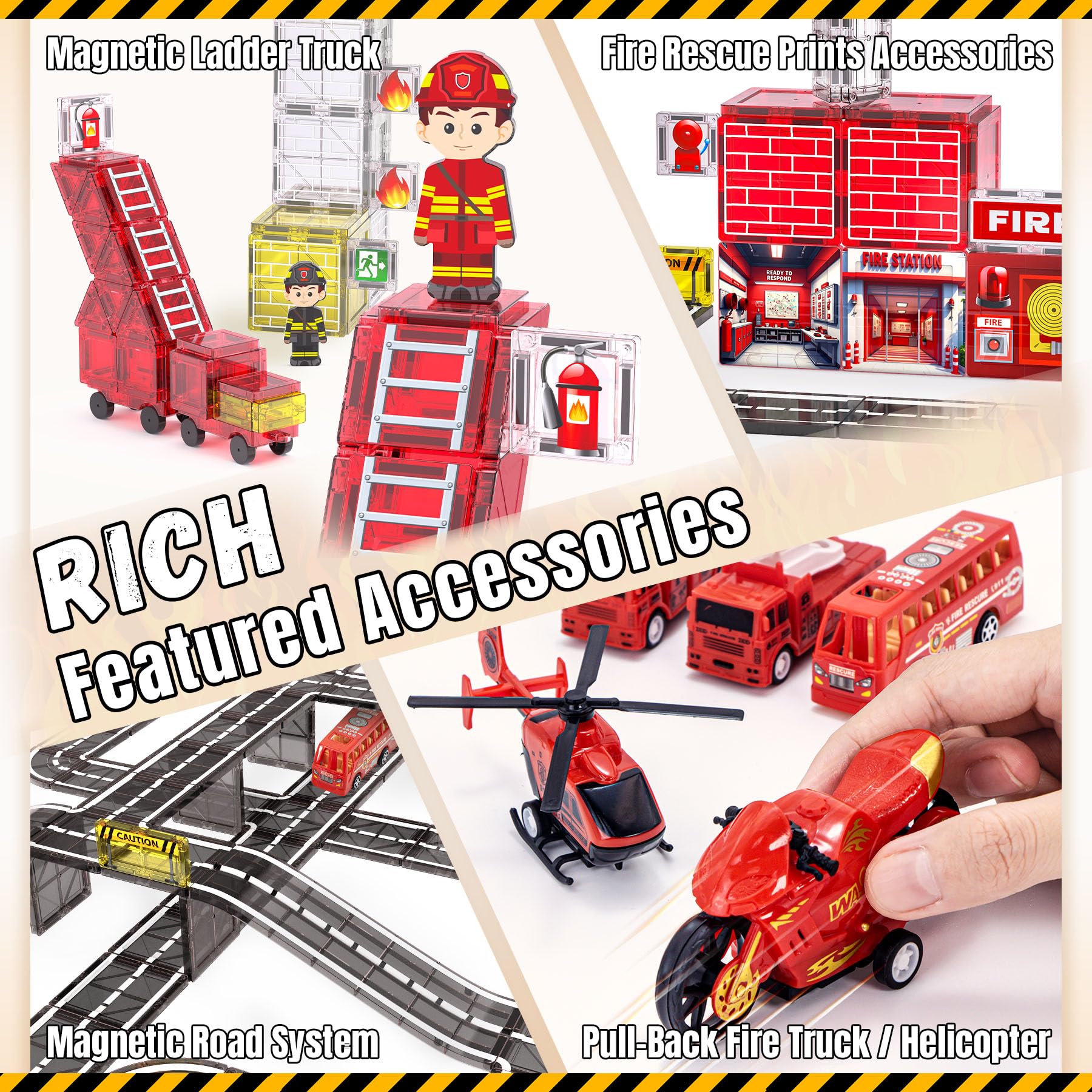 SKTMYY 141pcs fire-rescue tiles firefighter-figures-icons spark immersive missions