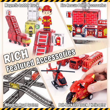 SKTMYY 141pcs fire-rescue tiles firefighter-figures-icons spark immersive missions