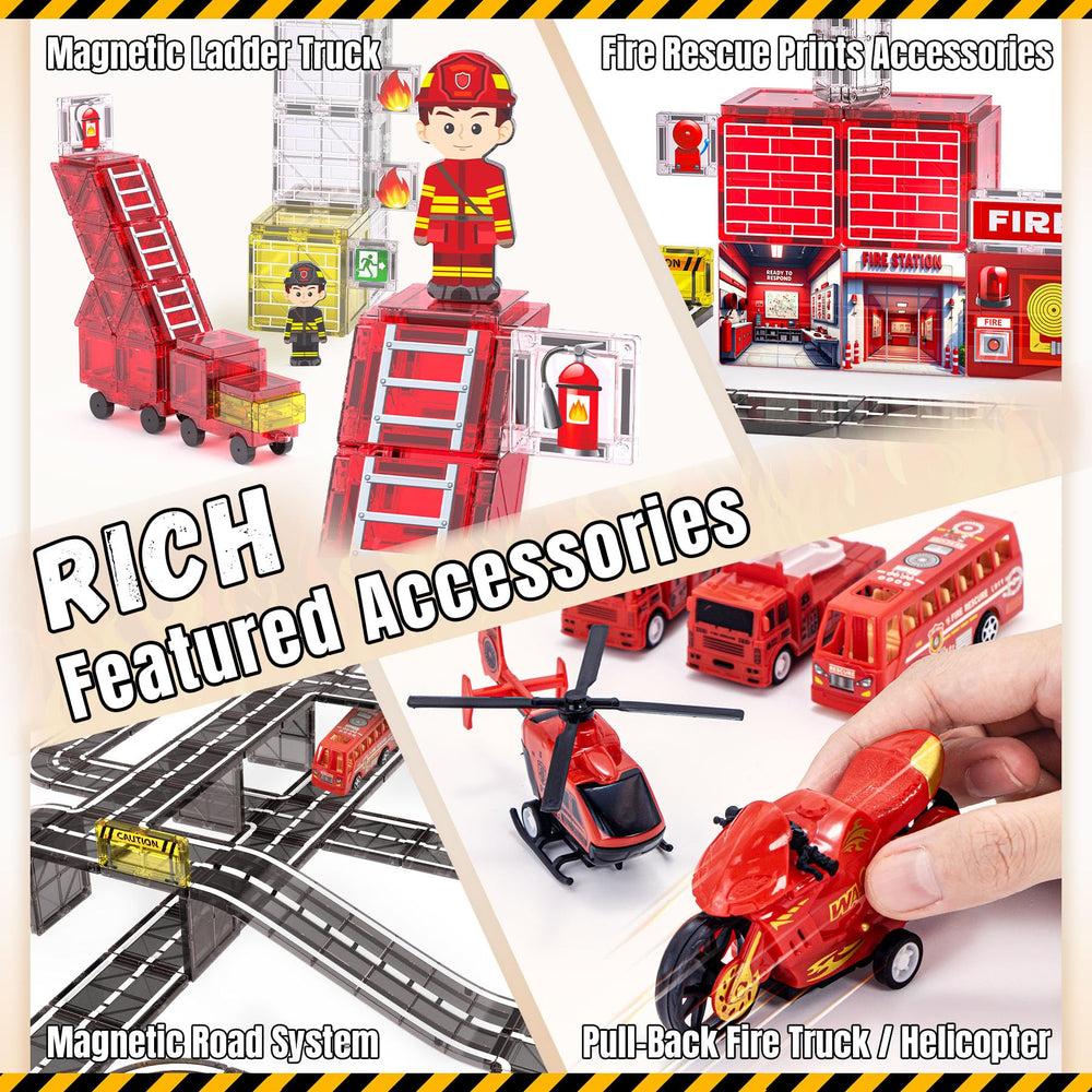 SKTMYY 141pcs fire-rescue tiles firefighter-figures-icons spark immersive missions