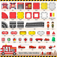 SKTMYY 141pcs fire-rescue tiles helicopter enables dynamic scenarios
