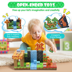 SKTMYY magnetic blocks showing eight magnets for complex builds.