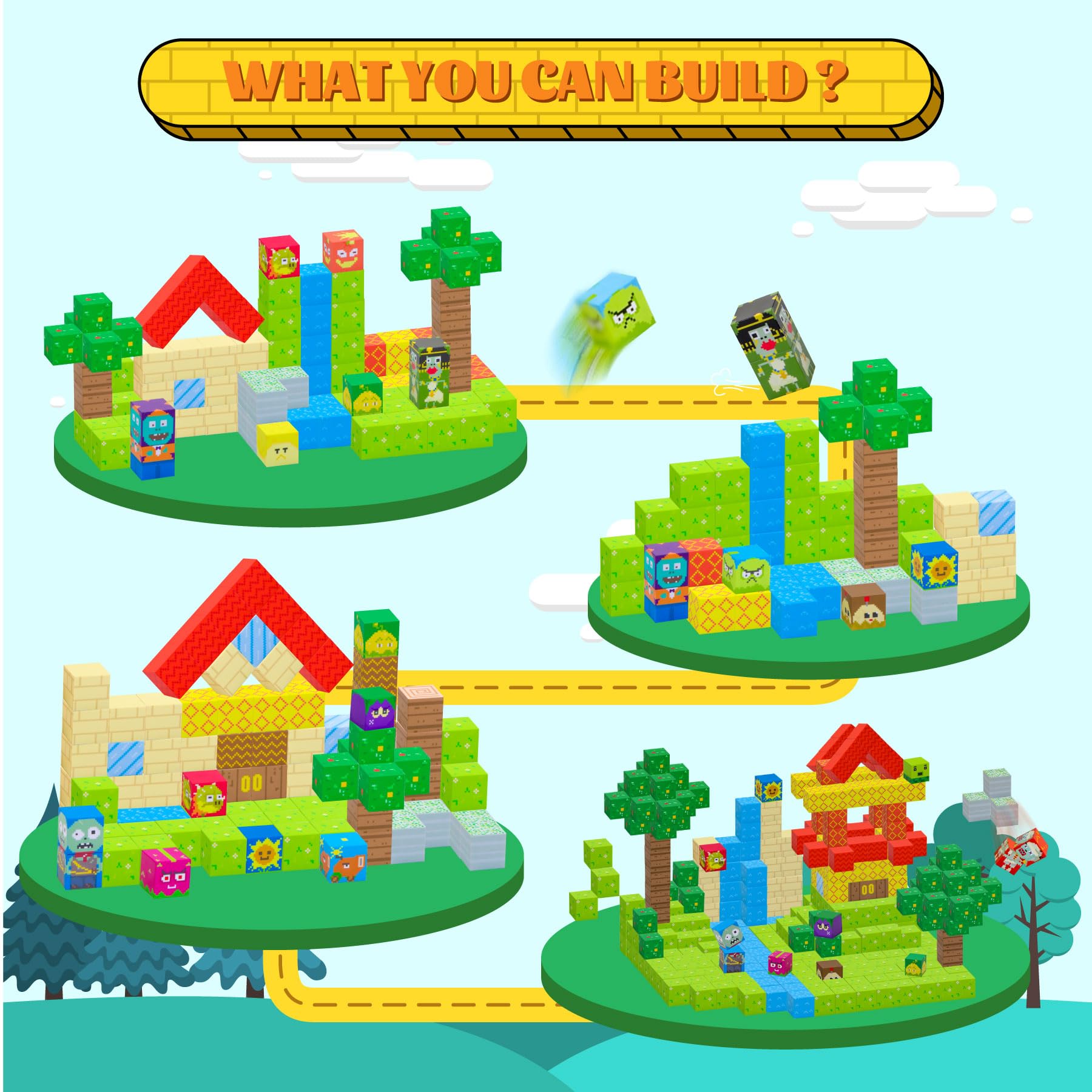 Kids build tall structures with SKTMYY blocks for stable, creative play.