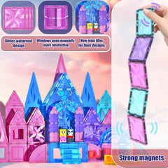 SKTMYY magnetic tiles closeup highlighting strong magnets and durable plastic