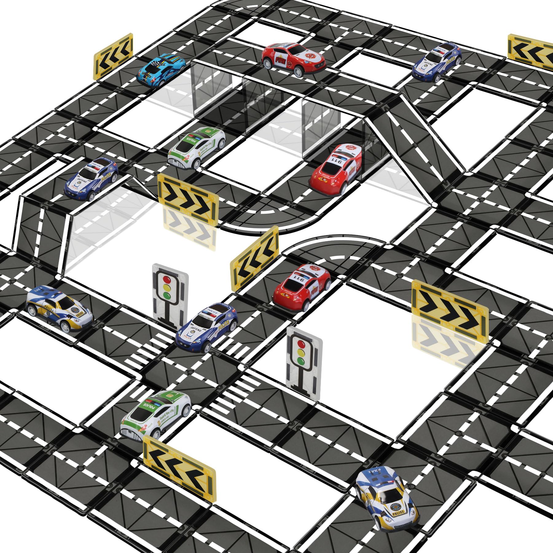 SKTMYY Magnetic Tiles Road Set showing 32 road tiles for open-ended building and design
