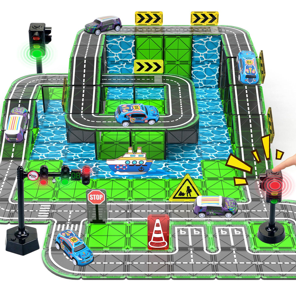 SKTMYY magnetic tiles road set for creative city-building and exploration