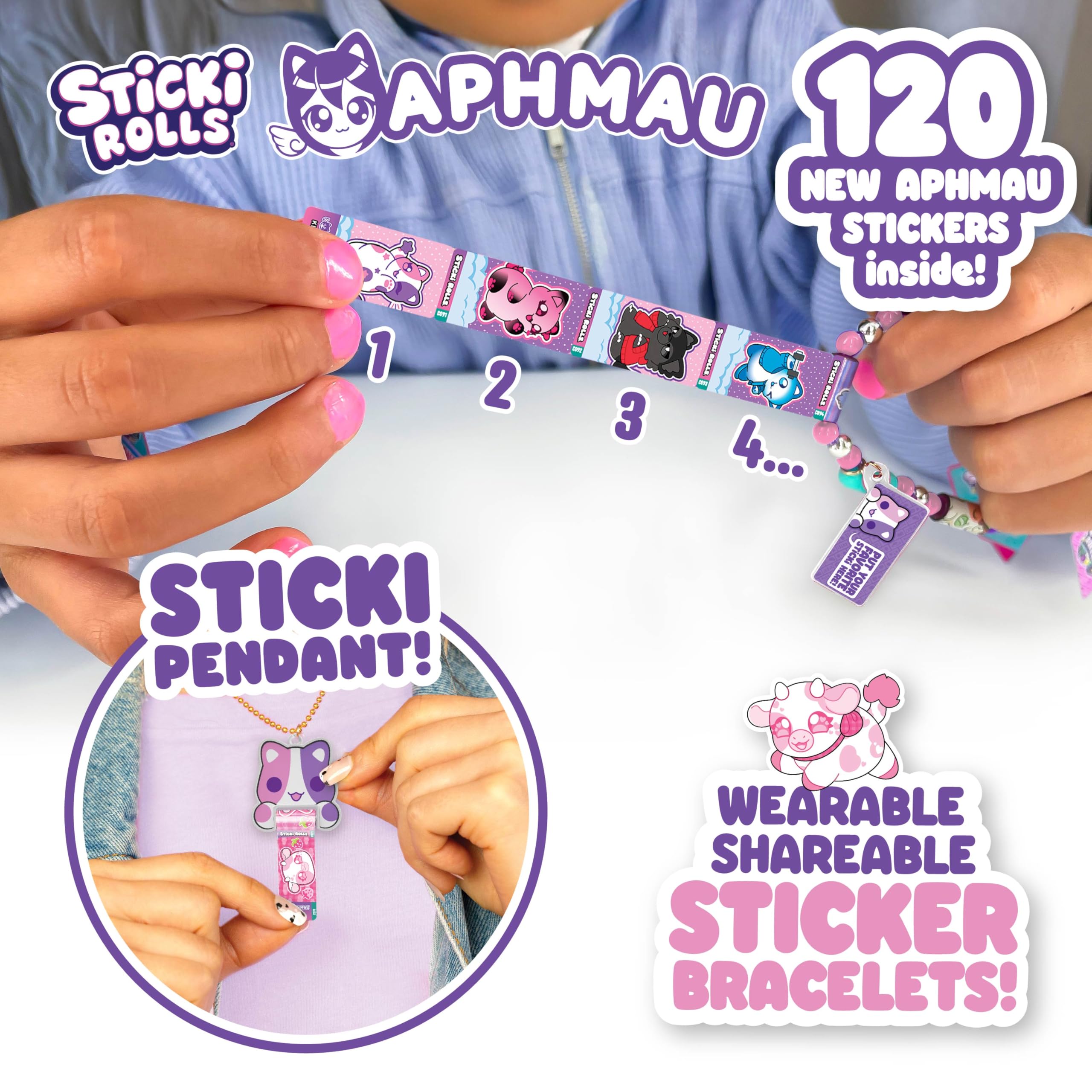 Aphmau pendant and bracelet with charm tag shown for easy styling