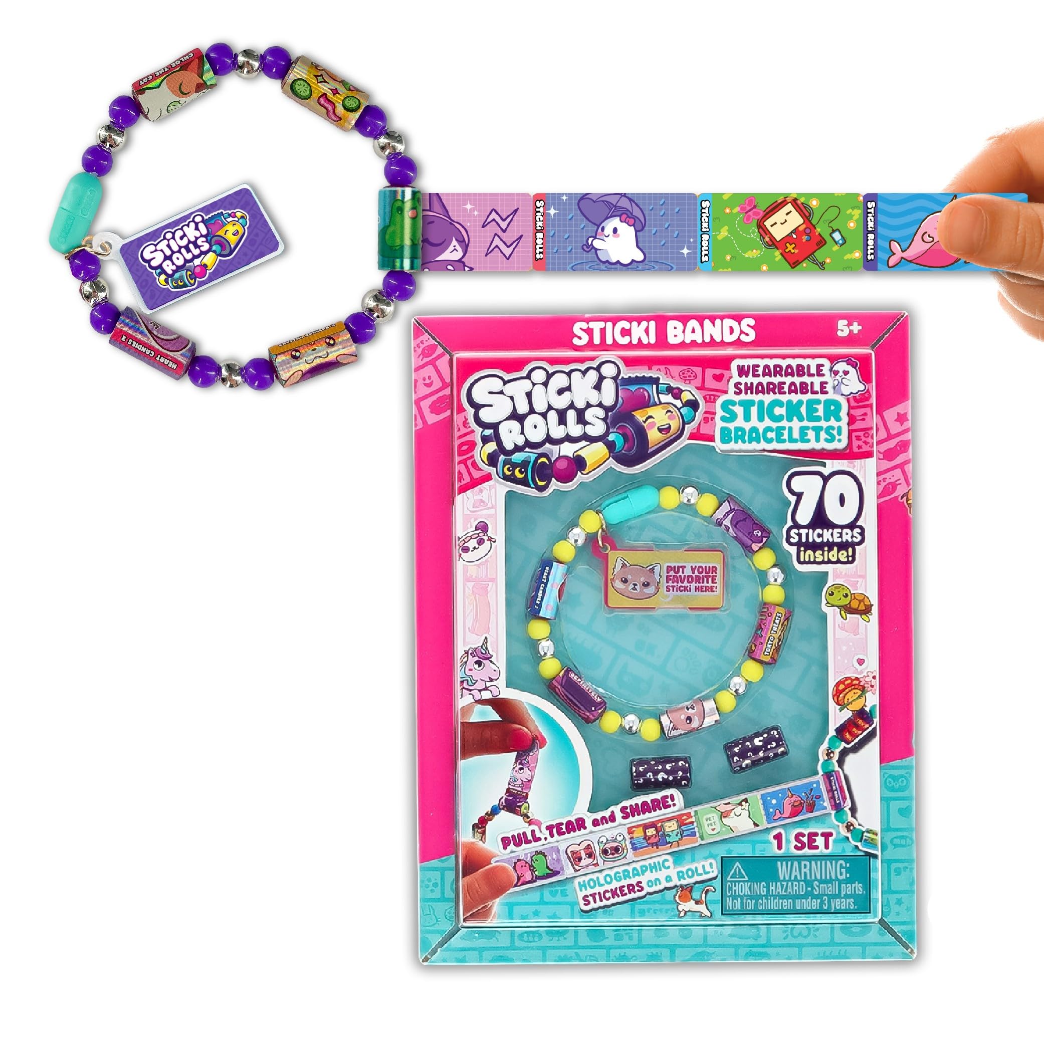 Sky Castle Sticki Rolls bracelet with pullable stickers for easy sharing and customization