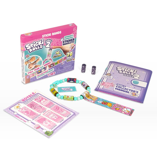 Sky Castle Sticki Rolls teal pack worn as a bracelet for sharing