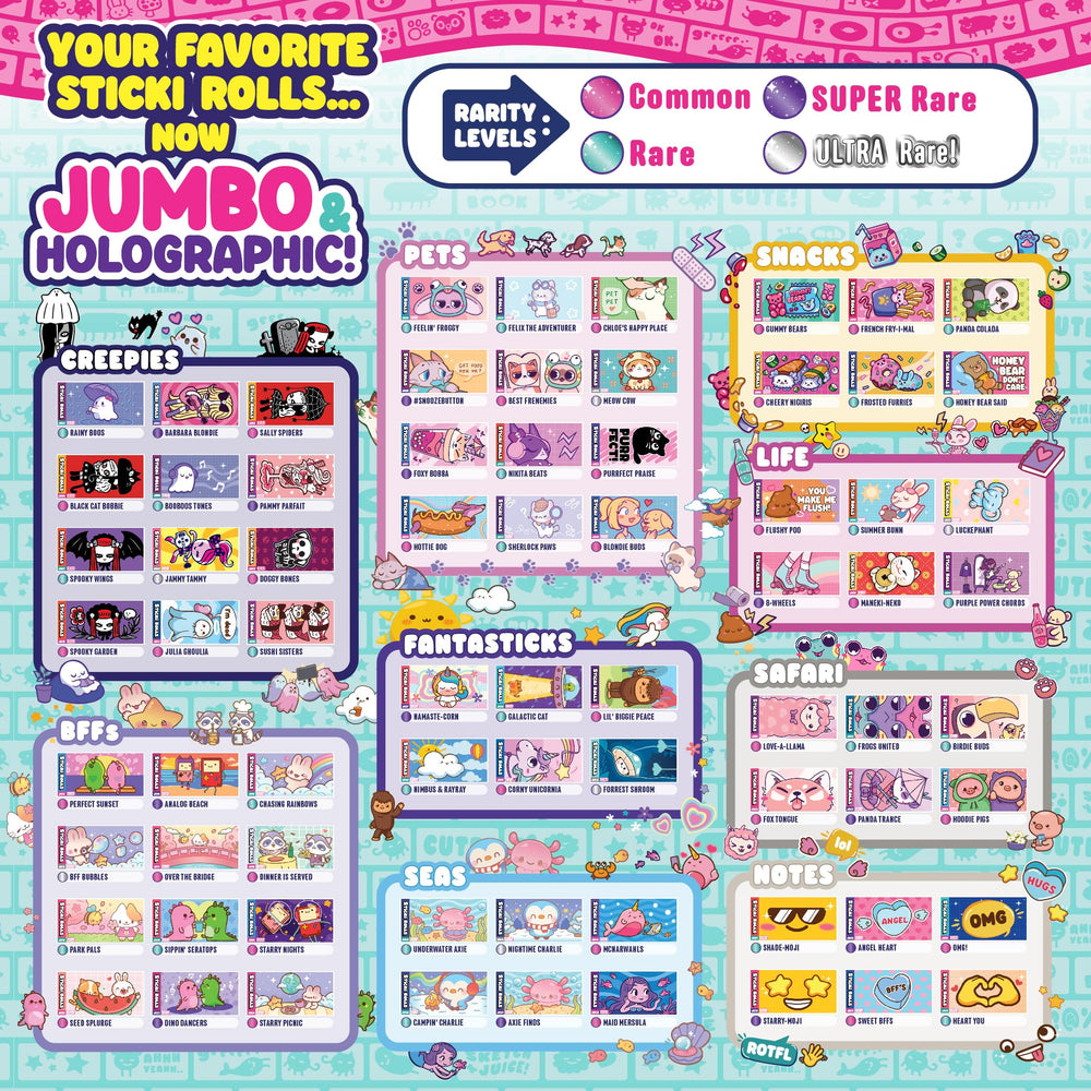 Sky Castle Sticki Rolls 6-pack offers unboxing surprise and collectible fun.