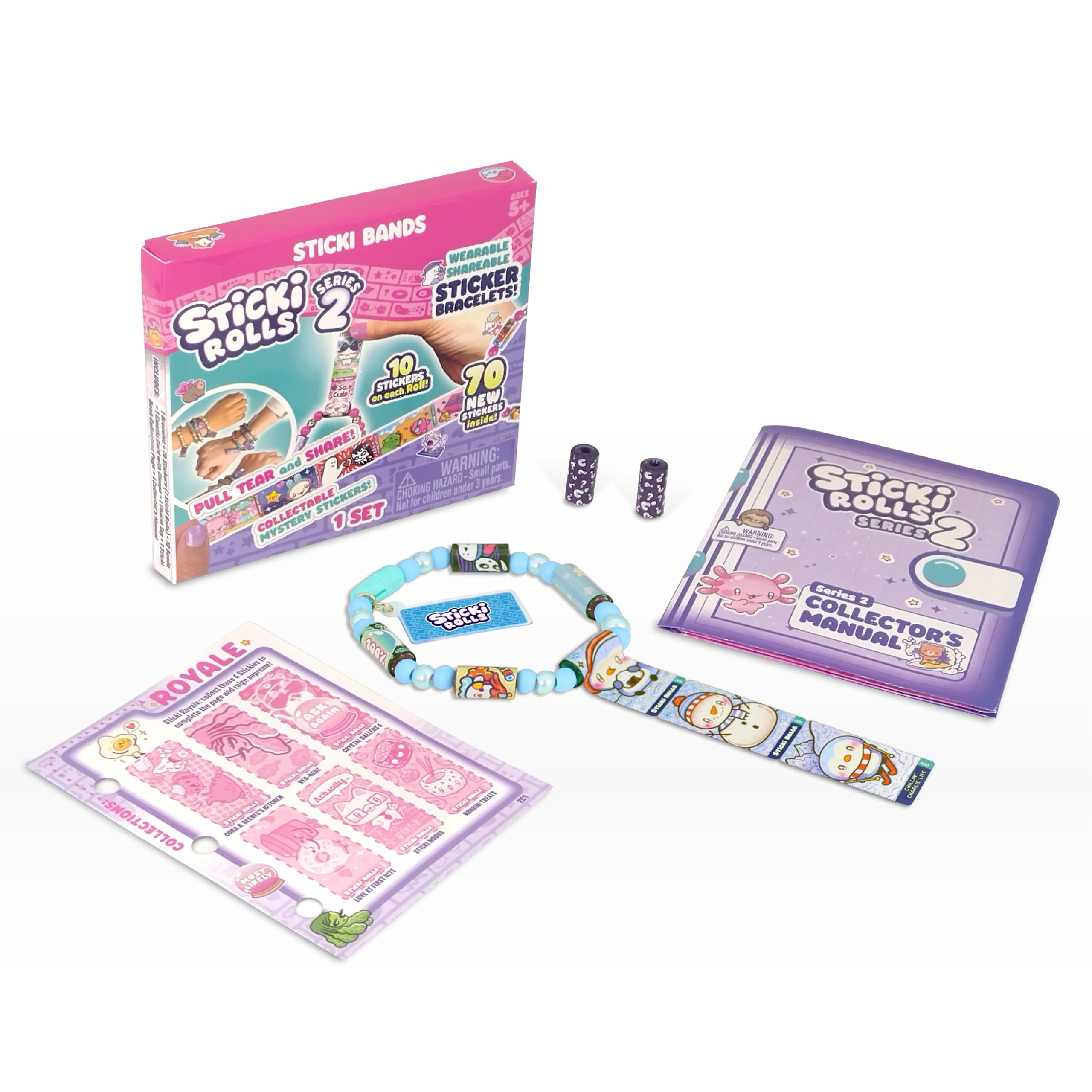 Sky Castle Sticki Rolls wearable bracelet with holographic stickers for quick sharing.