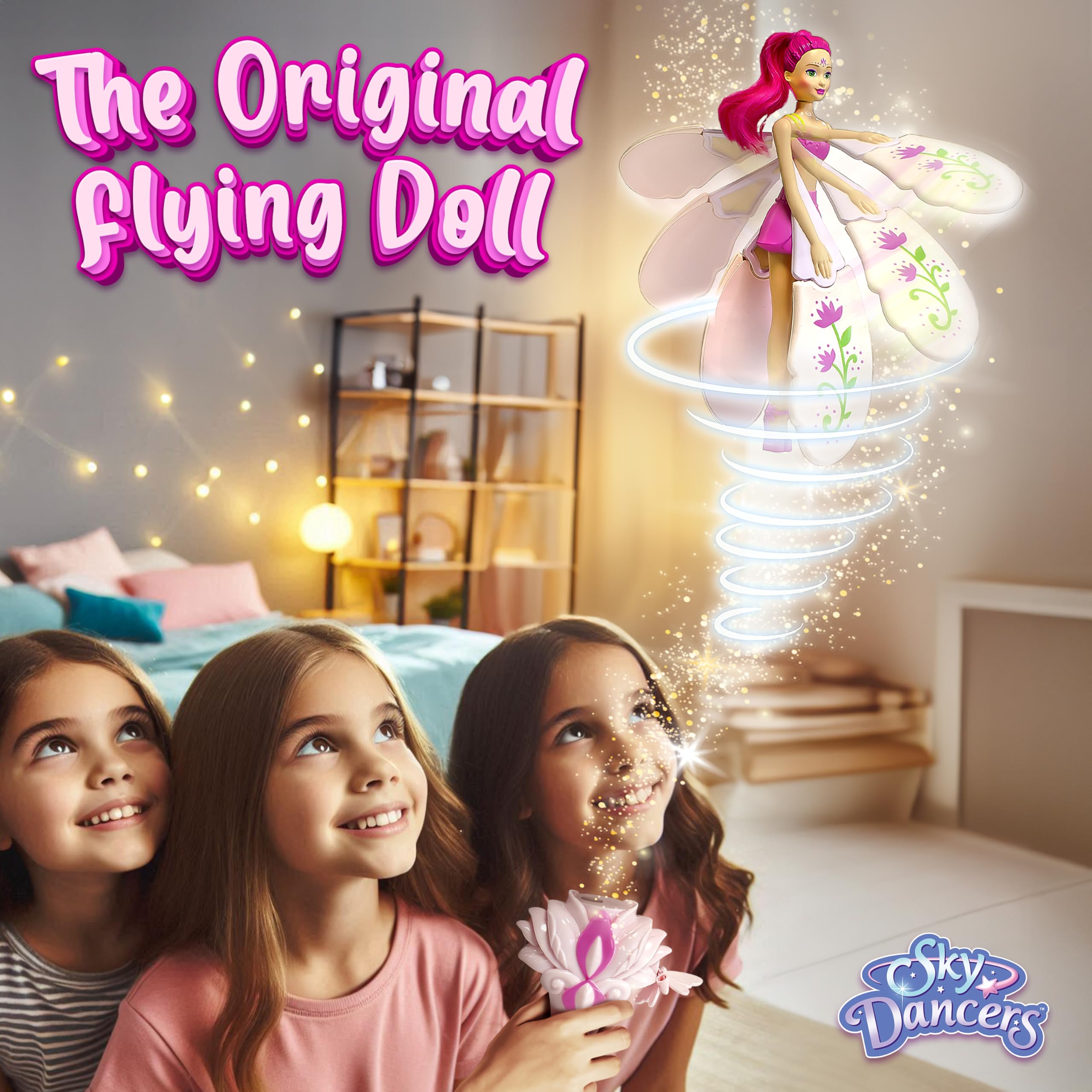 Sky Dancers Fuchsia Fantasy wings close-up reveals sparkling detail for magical storytelling.