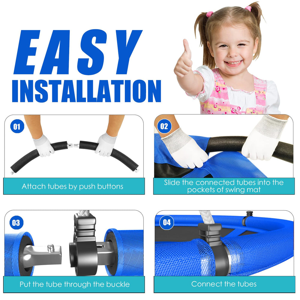 SkyBound safety-certified saucer swing with soft padding for kids