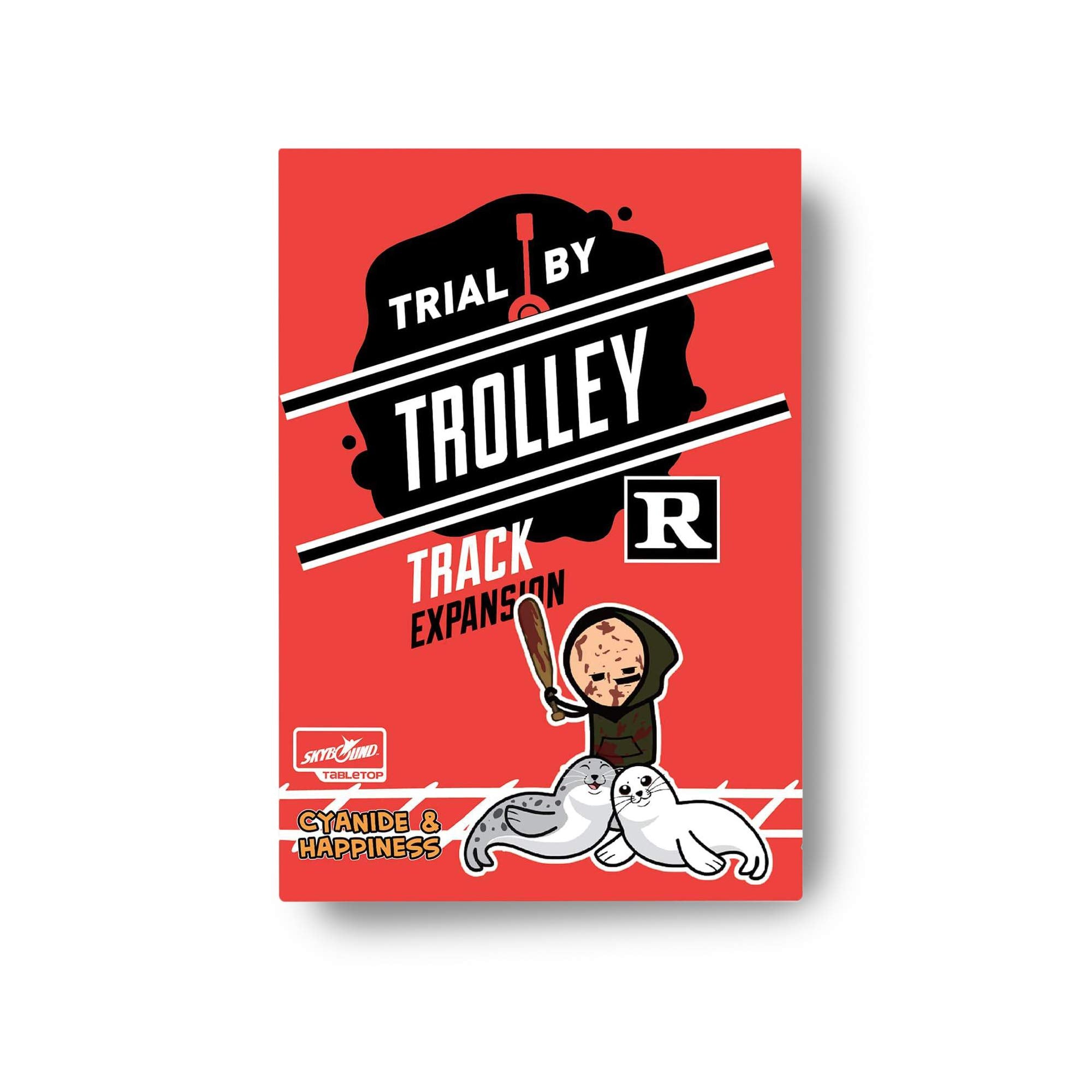 Skybound Trial by Trolley: R-Rated Tracks box art invites mature game night