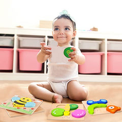 Skyfield wooden animal puzzle turtle: large pieces fit small hands for safe, engaging play.